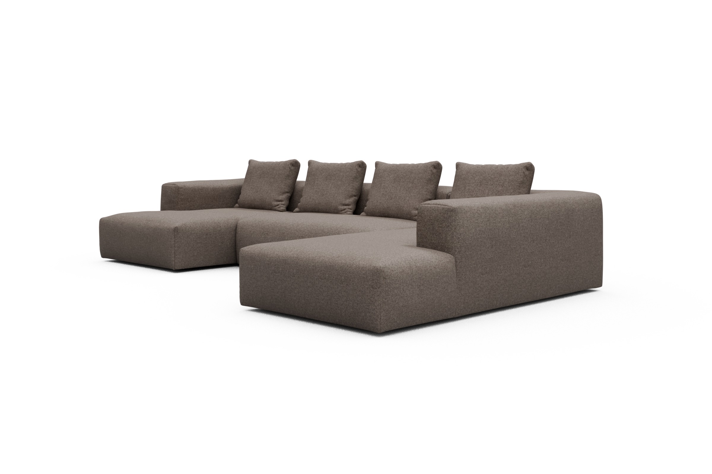 Wohnlandschaft Fred Relax-Ecke rechts mit 2-Sitzer und Chaiselongue links Strukturierter Stoff Sama 340-Stone