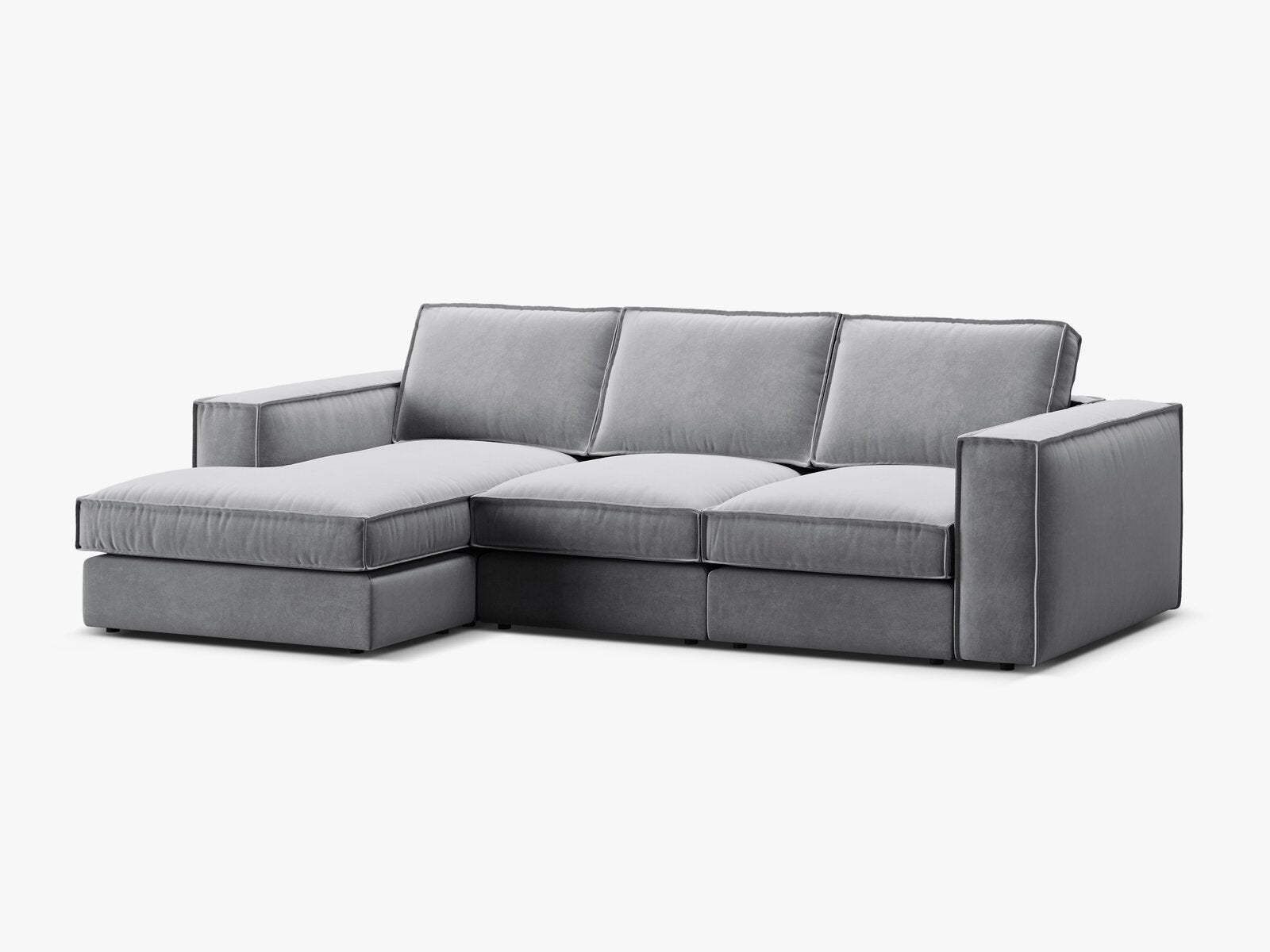 Micadoni modulares Ecksofa Pola 3-Sitzer Links Samt Salvador Grau