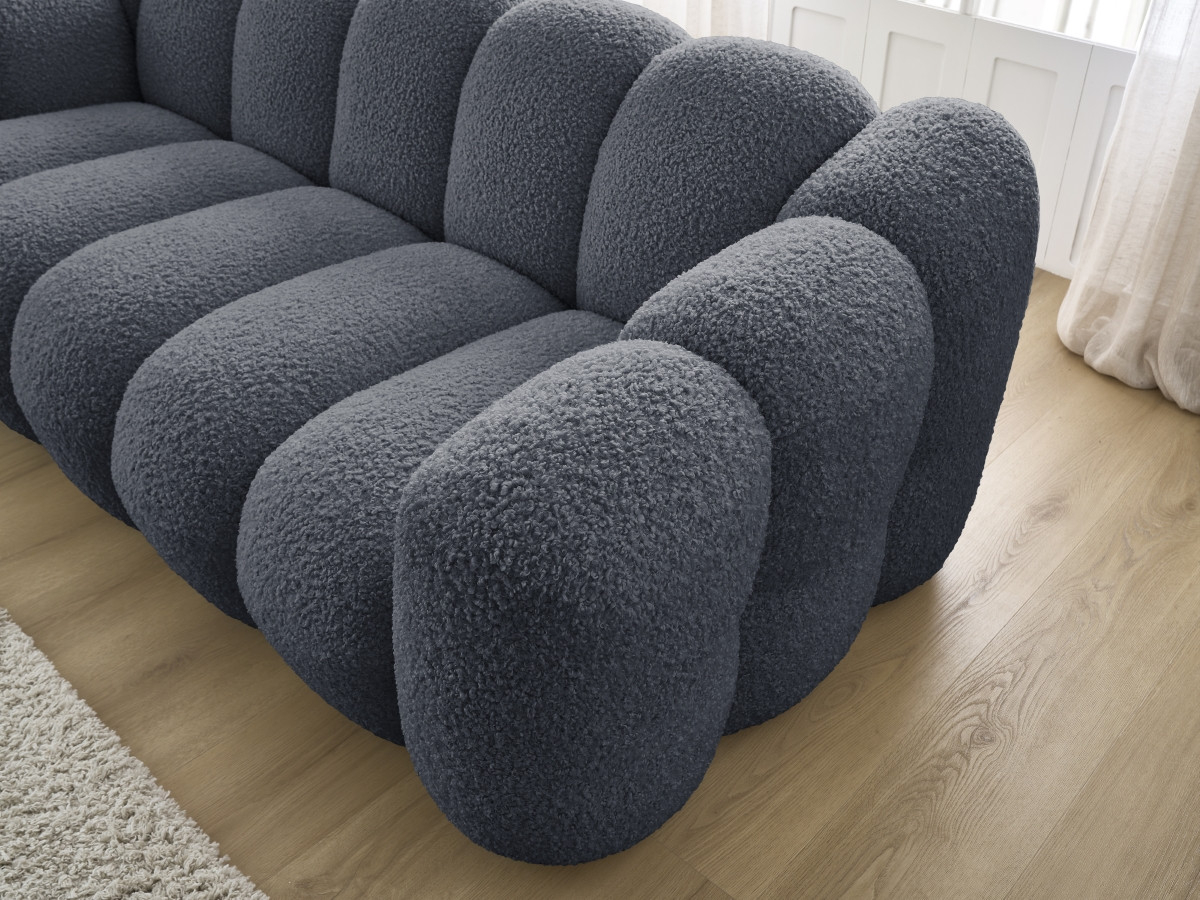 Bobochic Hippolyte Sofa 3-Sitzer Bouclé-Stoff Dunkelgrau