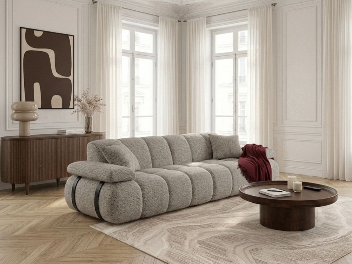 Bobochic Rivoli Sofa 4-Sitzer Melange-Stoff Taupe