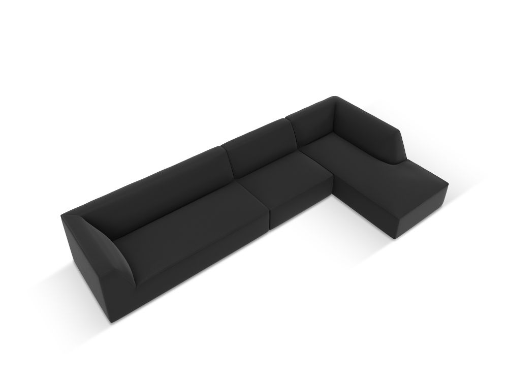 Cosmopolitan Design Ecksofa Siena 5-Sitzer Kunstleder Pacifico Schwarz Rechts