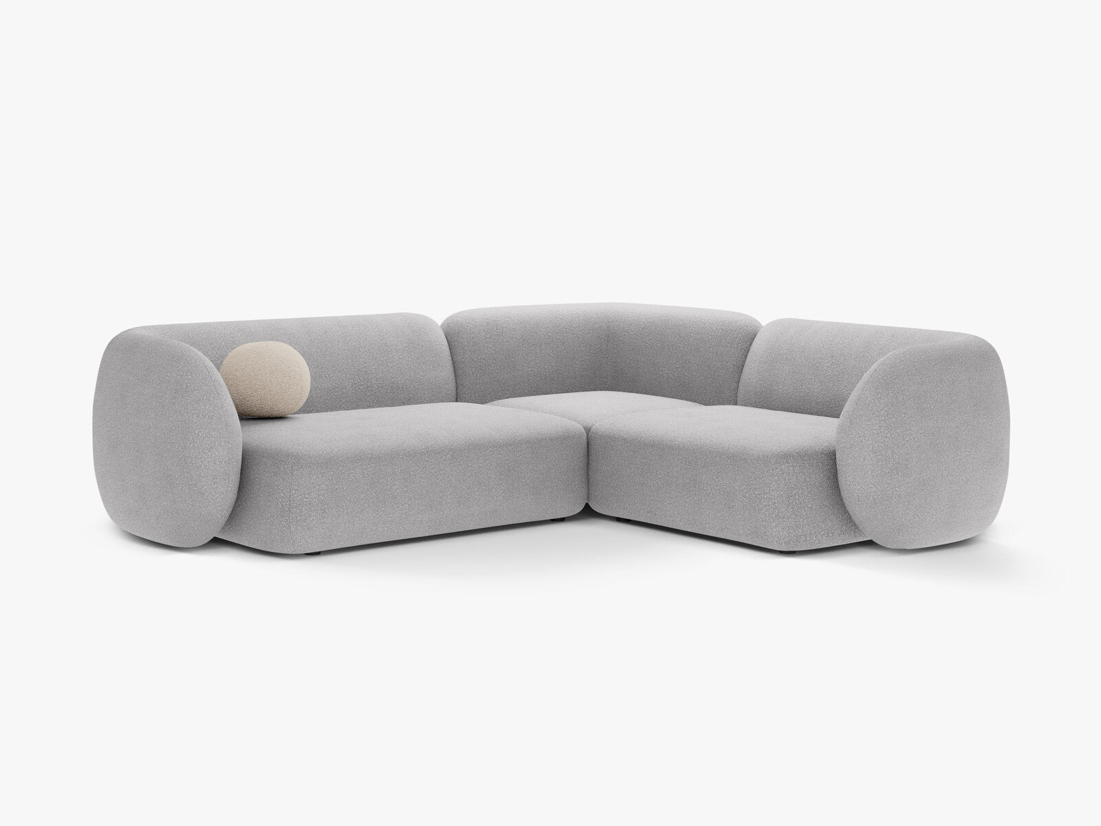 Micadoni Ecksofa Kate 4-Sitzer Rechts Boucle Baloo Hellgrau
