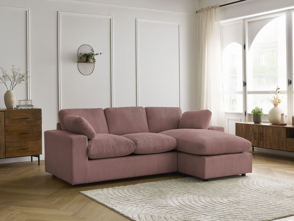 Bobochic Belair Ecksofa 220 × 139 cm Cordsamt Rosa
