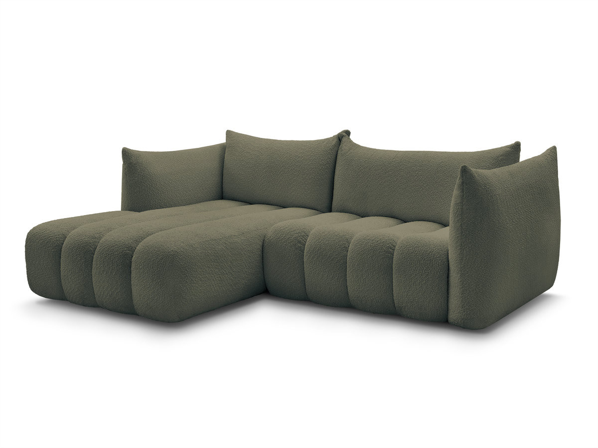 Bobochic Azra Ecksofa 262 × 178 cm Bouclé-Stoff Grün Ecke links