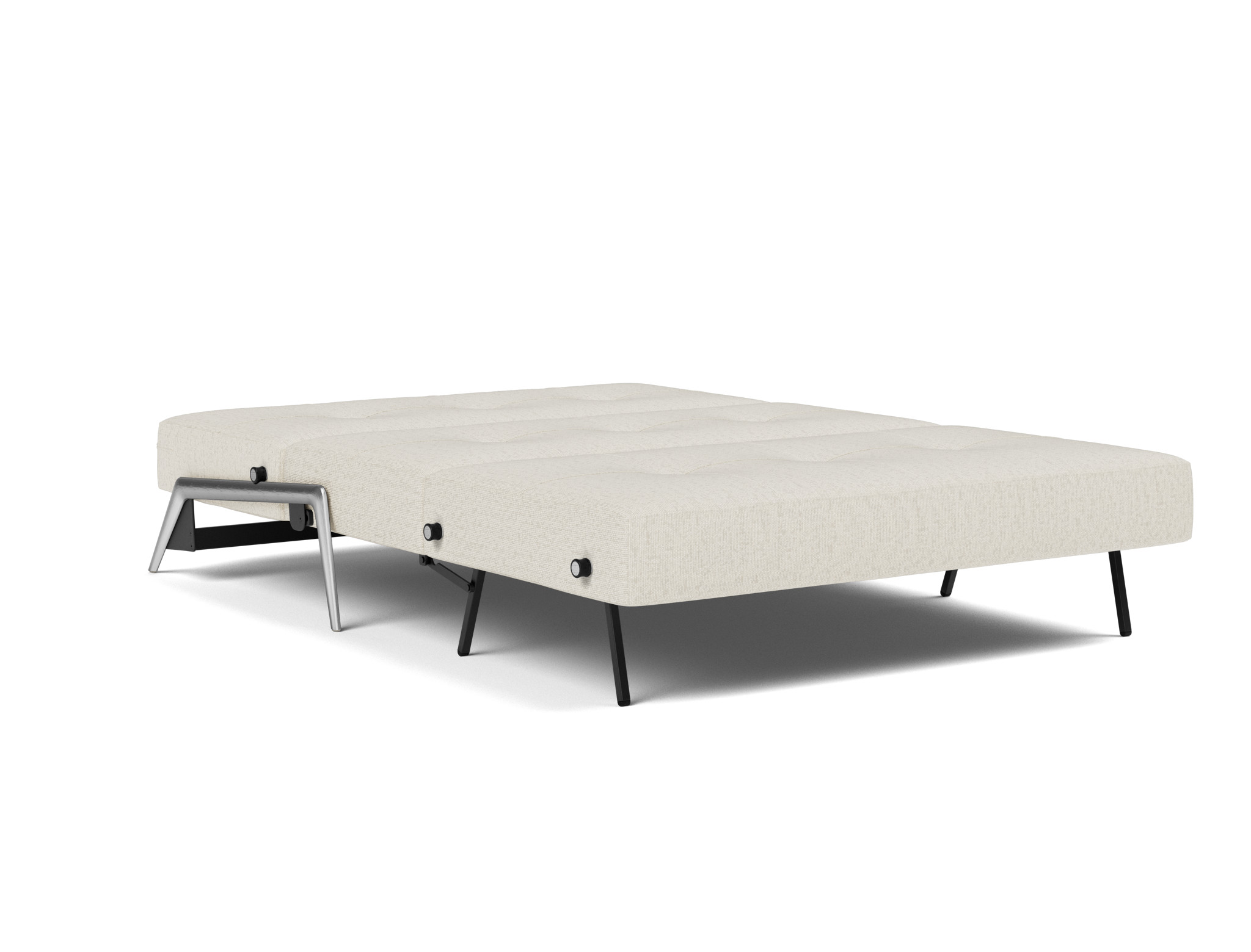 Schlafsofa Cubed 140 Boucle Skandi 531-Off-White Beine Aluminium