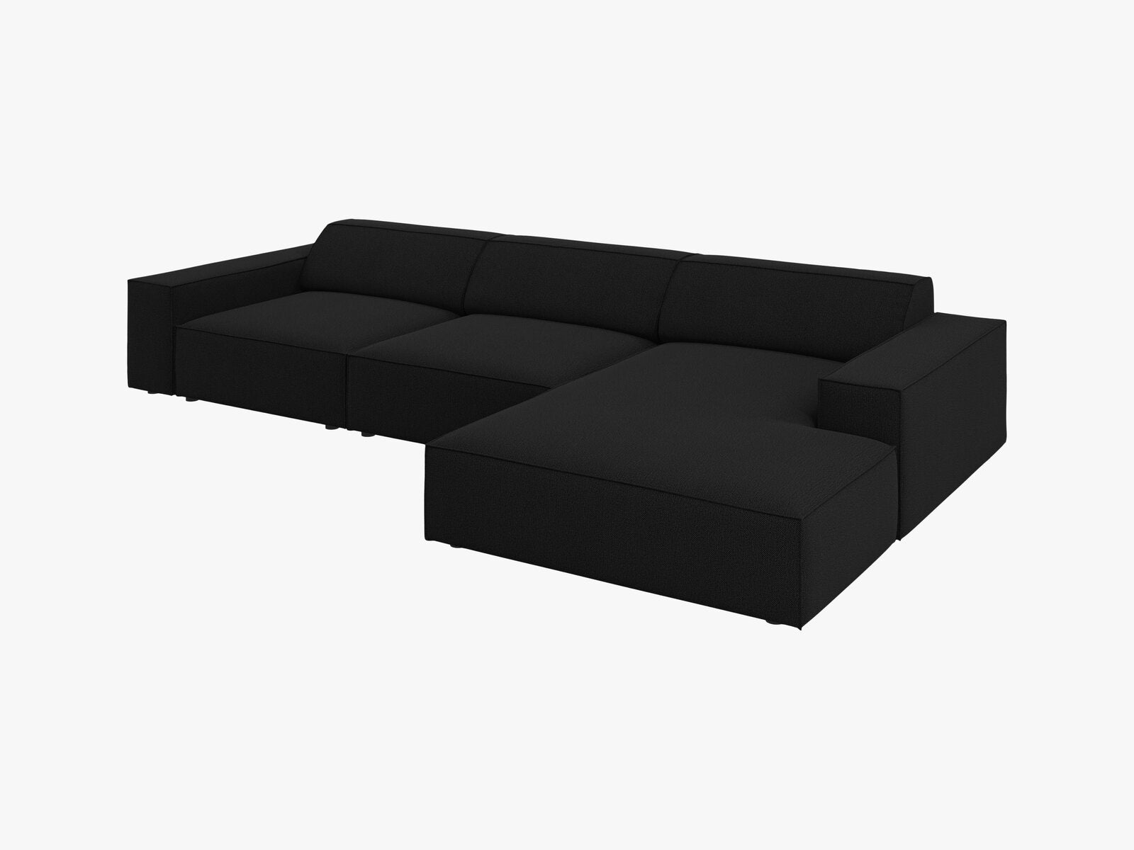 Micadoni Ecksofa Jodie 4-Sitzer Rechts Strukturierter Stoff Megan Schwarz