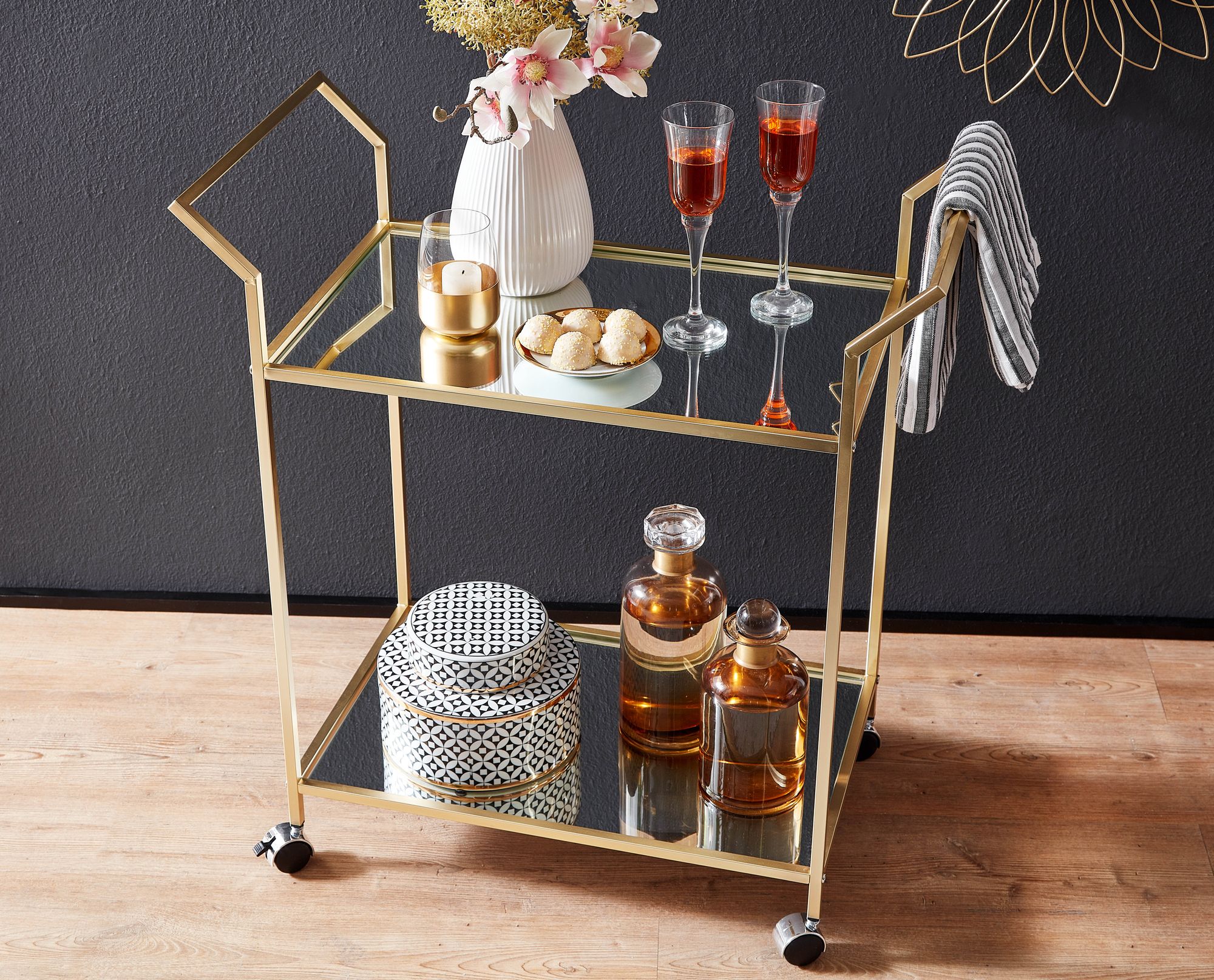 Servierwagen Jokuldalur Metall Gold 73 × 37 × 78 cm