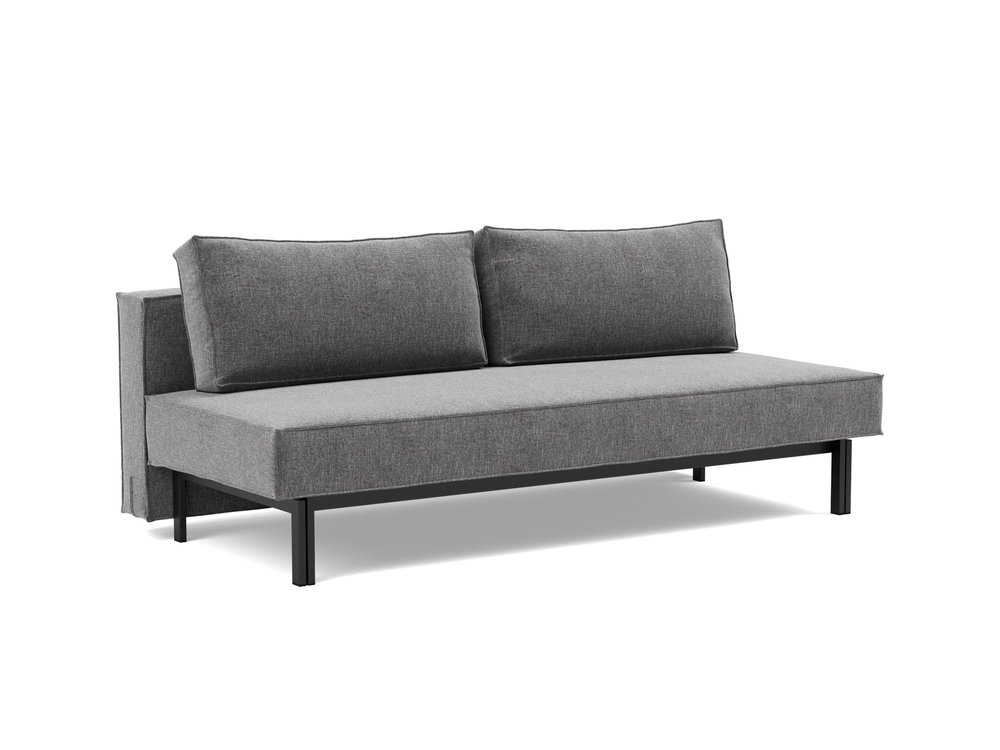 Schlafsofa Sly Strukturierter Stoff Twist 563-Charcoal Beine Schwarzes Metall