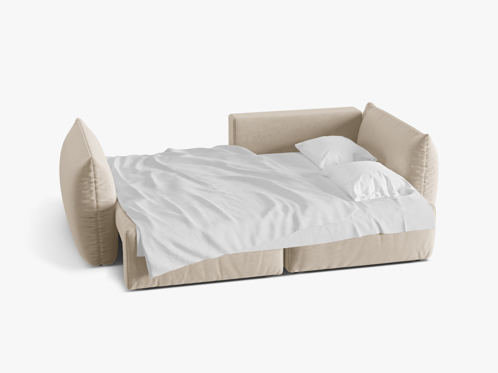 Micadoni Bloom Ecksofa 3-Sitzer mit Schlaffunktion Rechts Samt Casino Sand