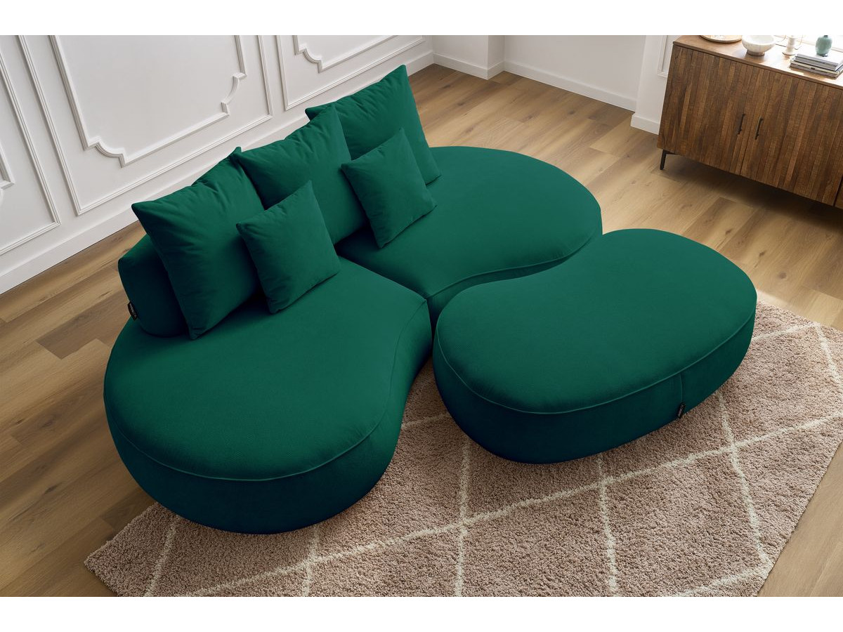 Bobochic Saint-germain Sofa 5-Sitzer mit Pouf Strukturstoff Grün