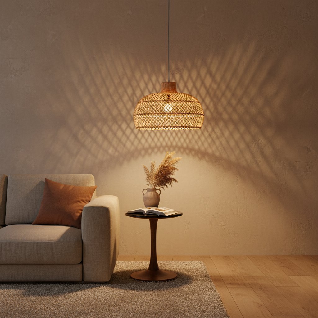 Raw Materials Maze Rattan-Hängelampe natur Ø 57x36cm