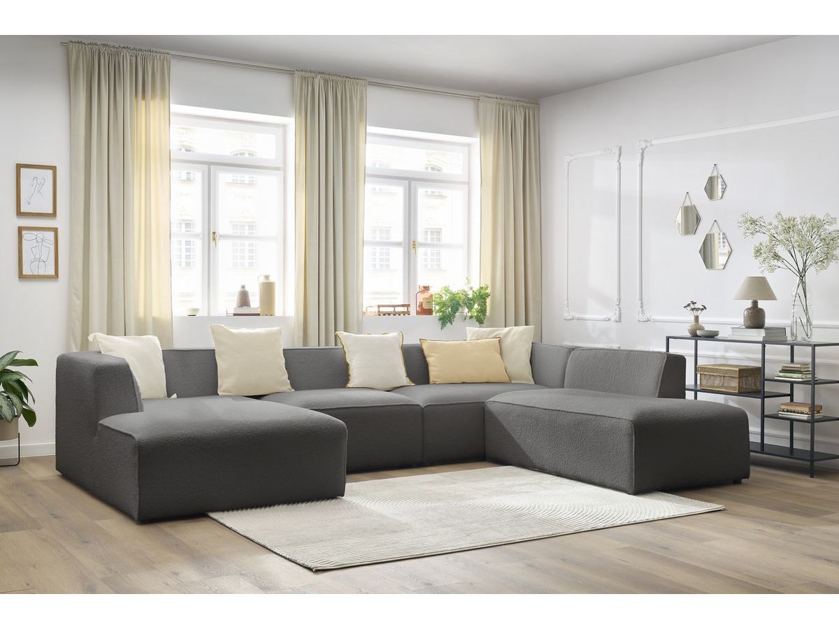 Bobochic Megeve Wohnlandschaft Bouclé-Stoff Dunkelgrau Ecke links