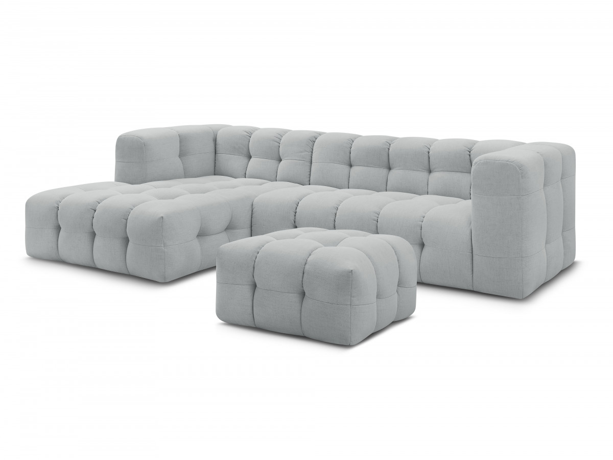 Bobochic Cloud Ecksofa mit Pouf 288 × 184 cm Stoff Hellgrau Ecke links