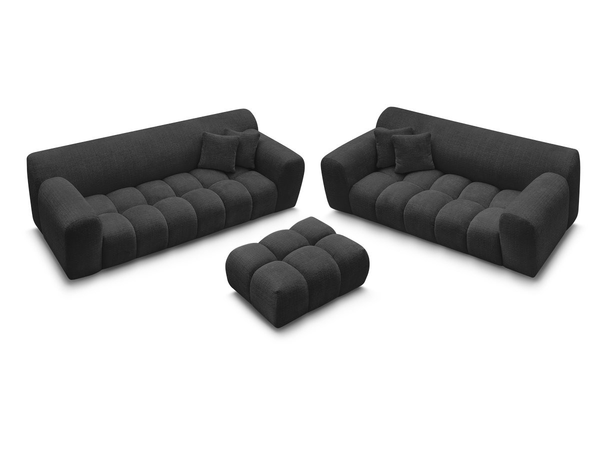 Bobochic Melisse Sofa 5-Sitzer mit Pouf Strukturstoff Schwarz