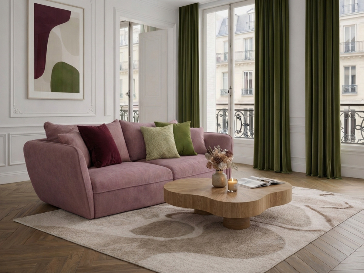 Bobochic Luigi Sofa 3-Sitzer Strukturstoff Rosa