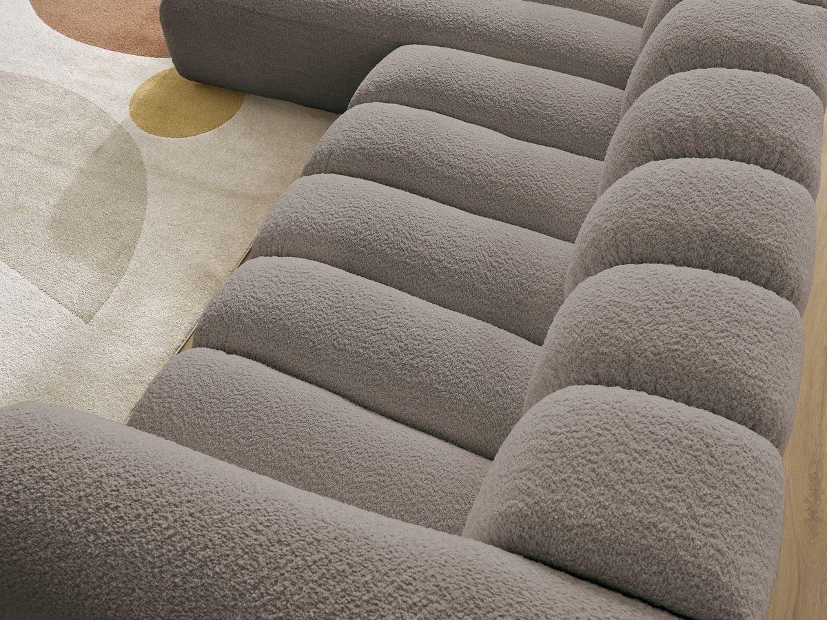Bobochic Talia Ecksofa Bouclé-Stoff Braun Ecke links