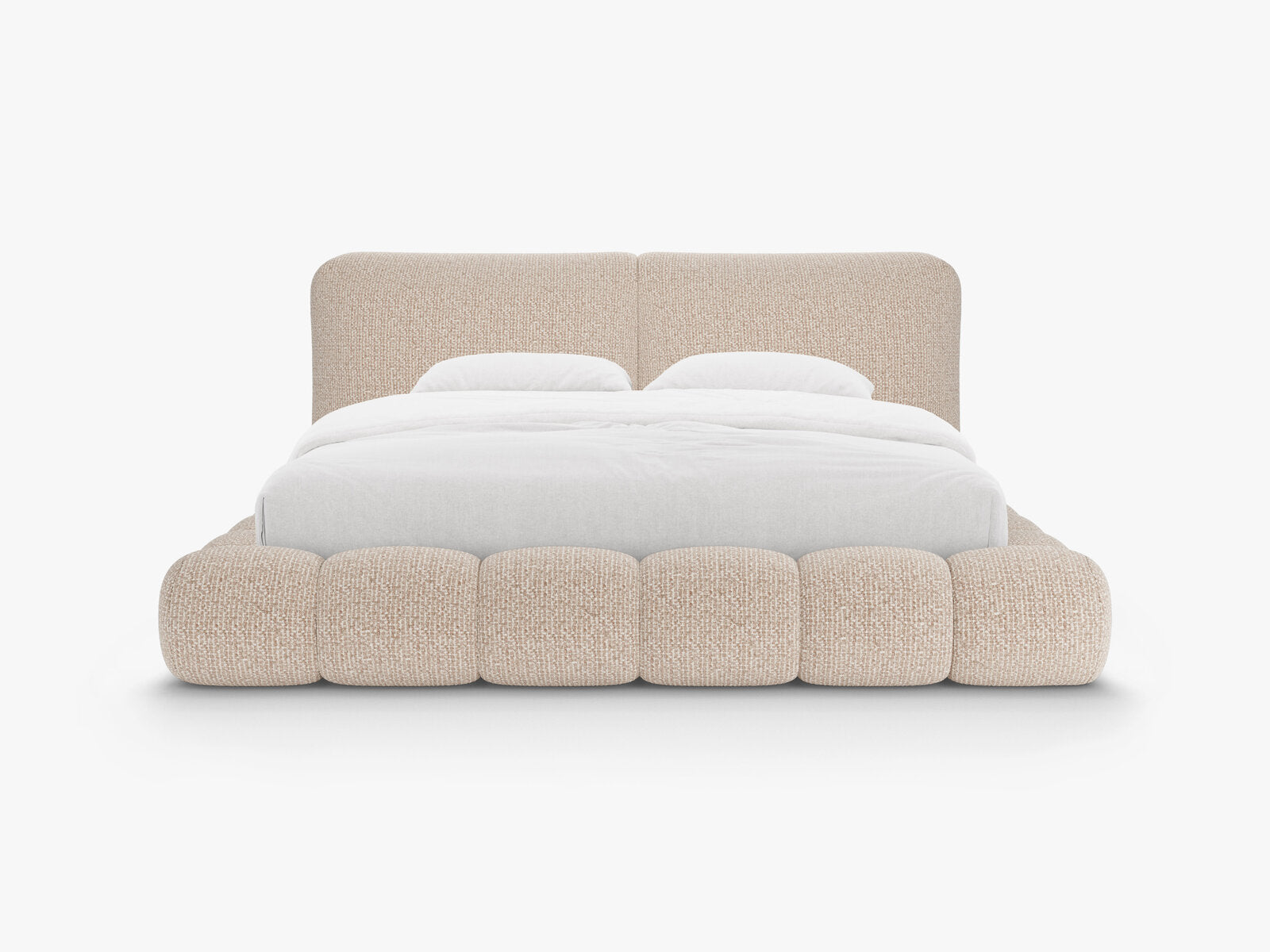 Micadoni Stauraumbett mit Kopfteil Solange Chenille Silencio Sand 140x200