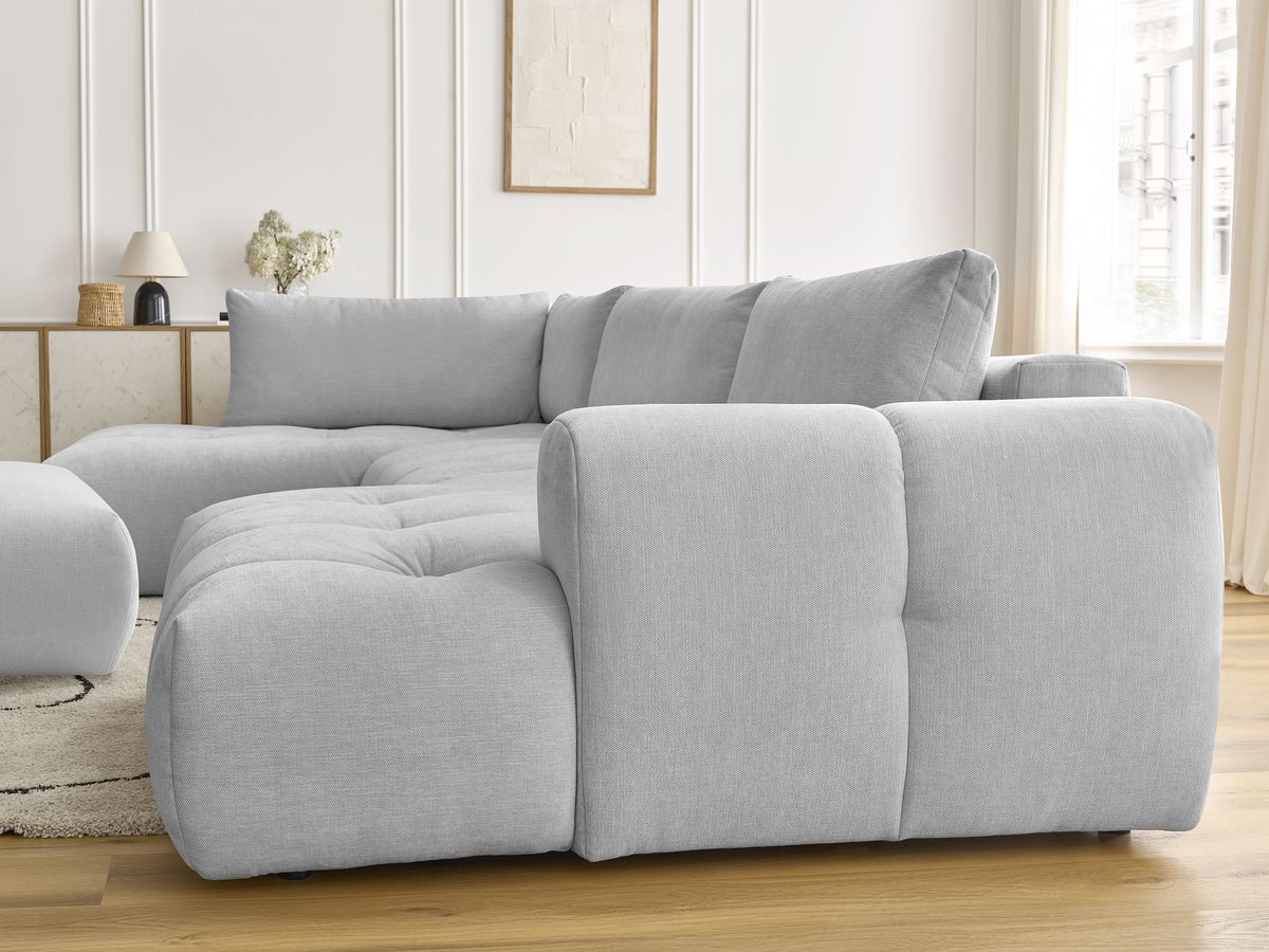 Bobochic Fuji Wohnlandschaft mit Pouf Stoff Hellgrau Ecke rechts