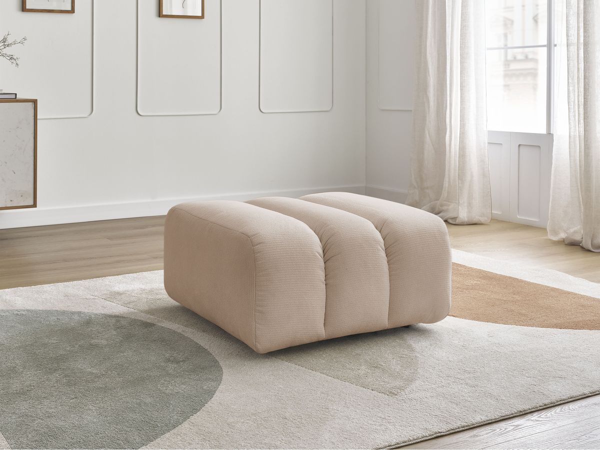 Bobochic Talia Pouf Melange-Stoff Beige