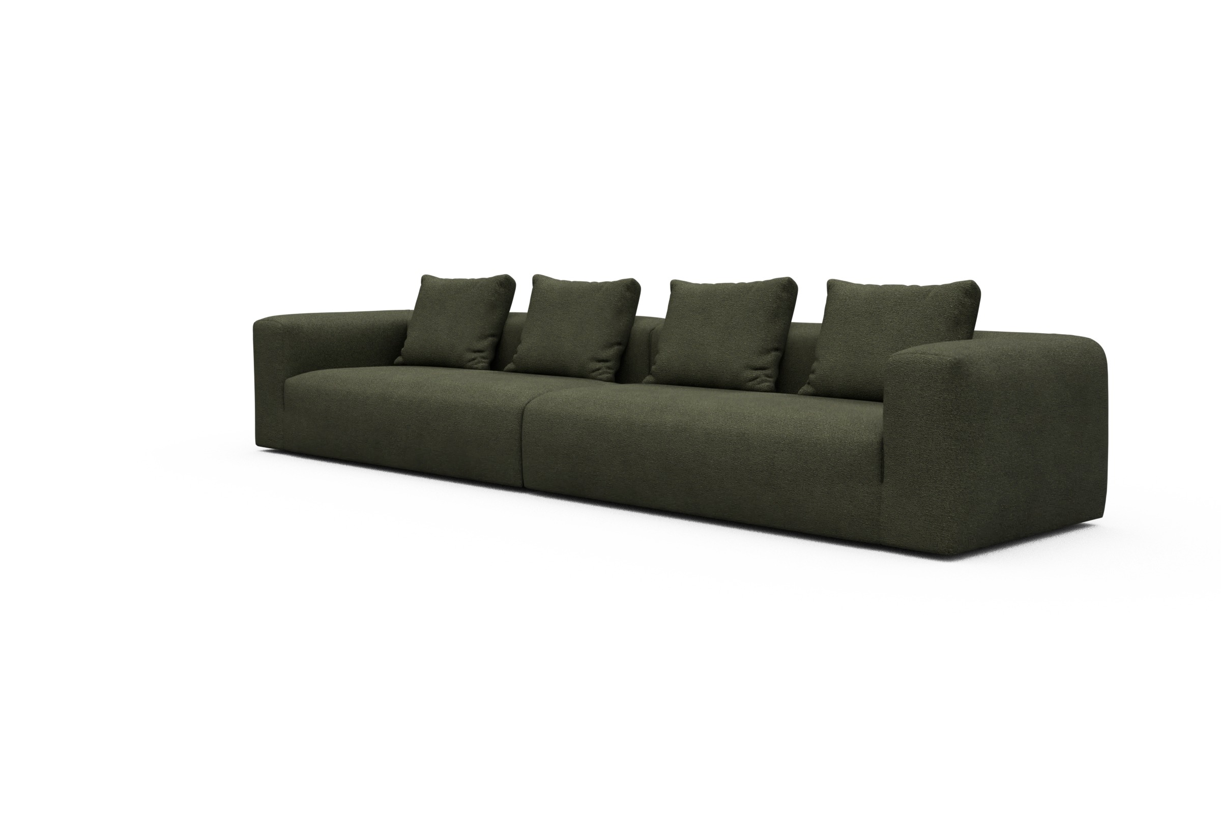 Sofa Modulares XXL Sofa Fred 5-Sitzer Boucle-Forest-Green
