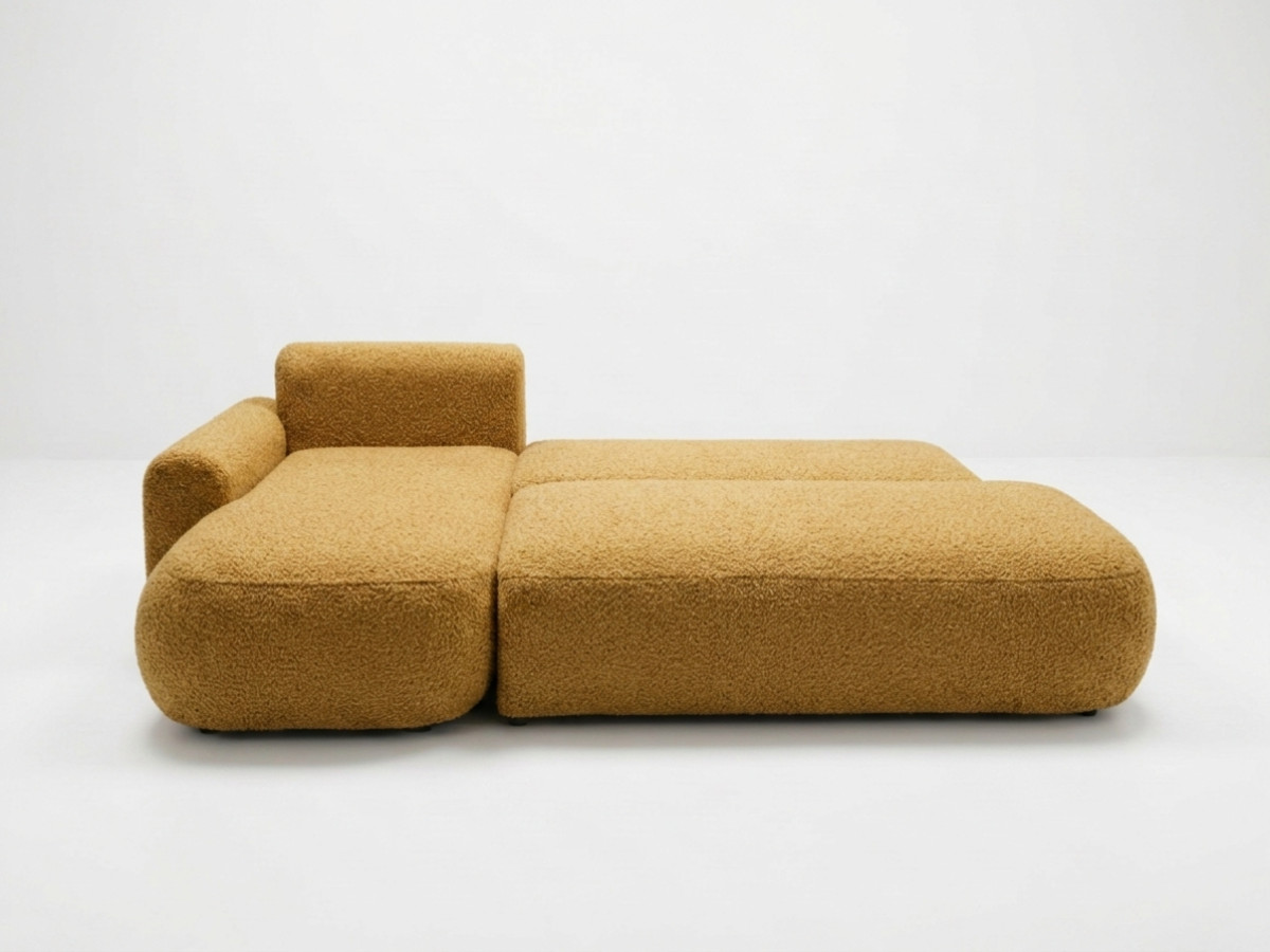 Bobochic Tango Ecksofa mit Schlaffunktion und Bettkasten Bouclé-Stoff Gelb Ecke links