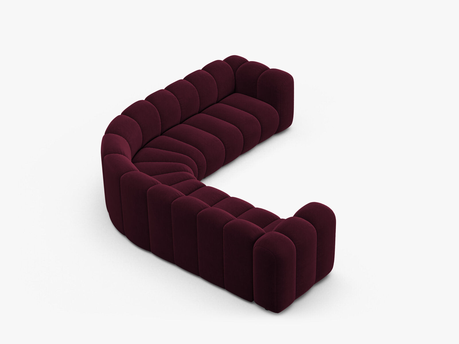 Micadoni symmetrisches Ecksofa Lupine 5-Sitzer mittelgroß Samt Venus Burgunder