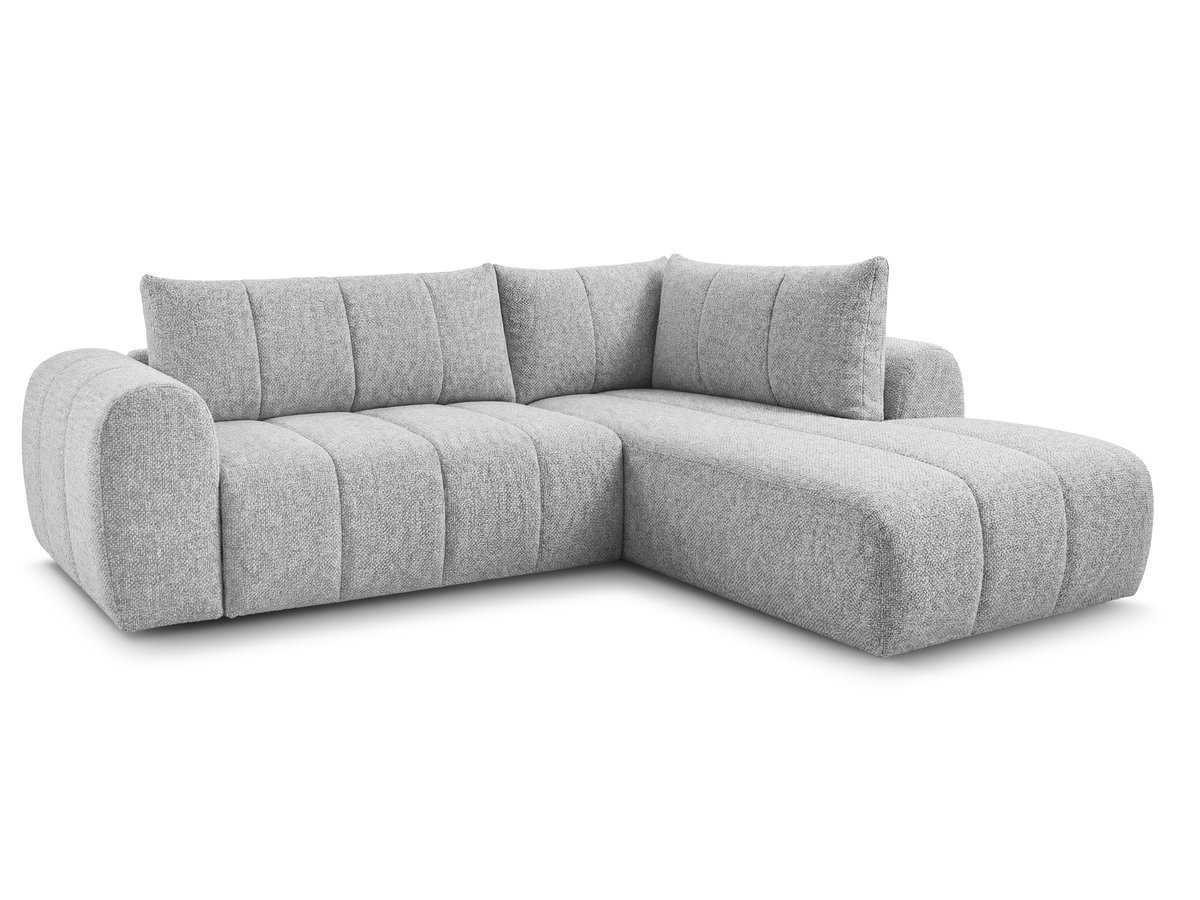 Bobochic Nesty Ecksofa in L-Form, 256 cm Melange-Stoff Hellgrau Ecke rechts
