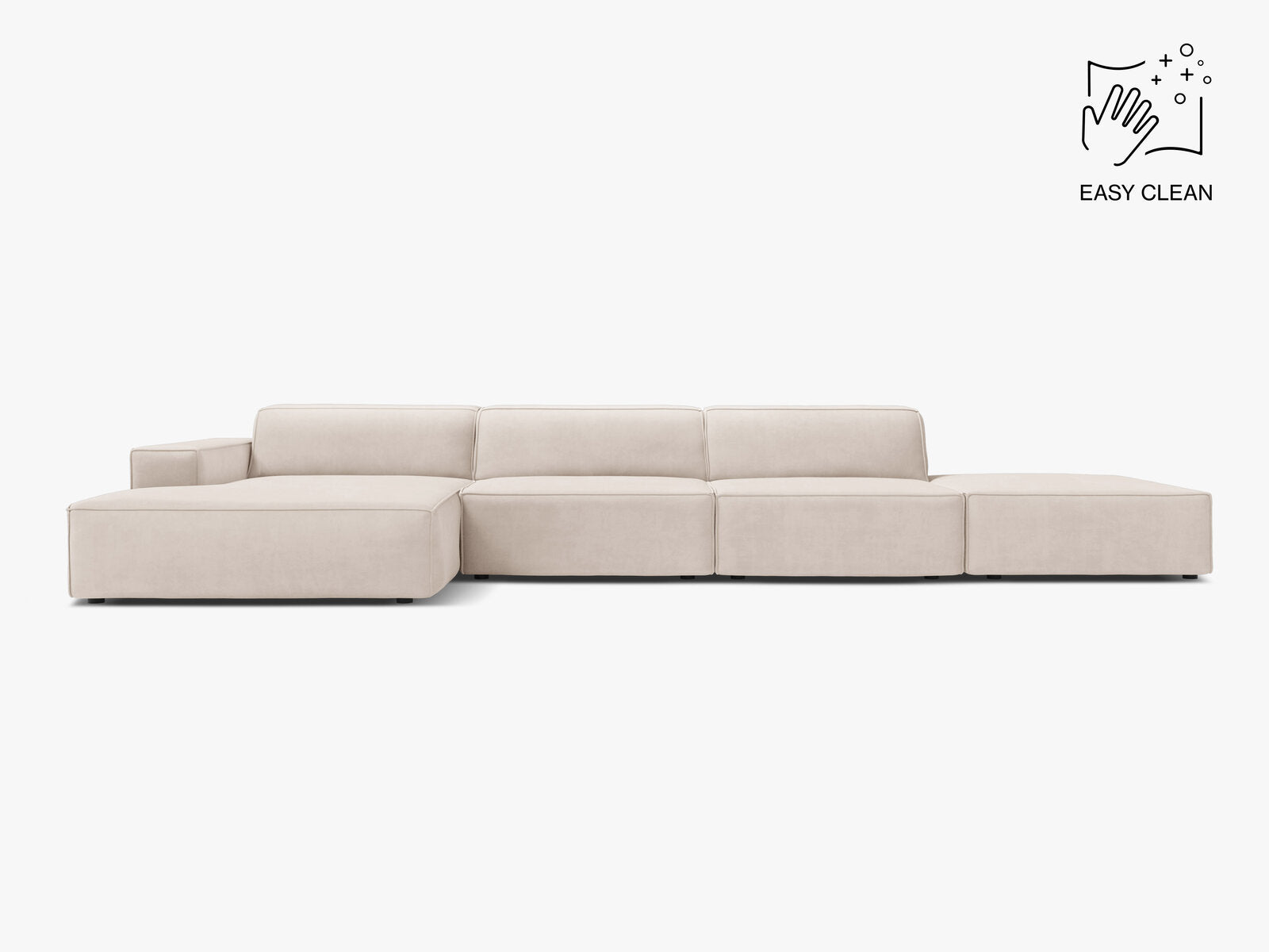 Micadoni Ecksofa Jodie 5-Sitzer Samt Venus Helles Beige Links