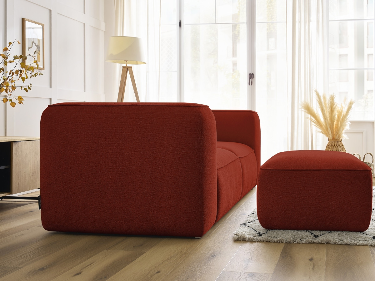 Bobochic Zephyr Sofa 3-Sitzer mit Pouf Strukturstoff Orange