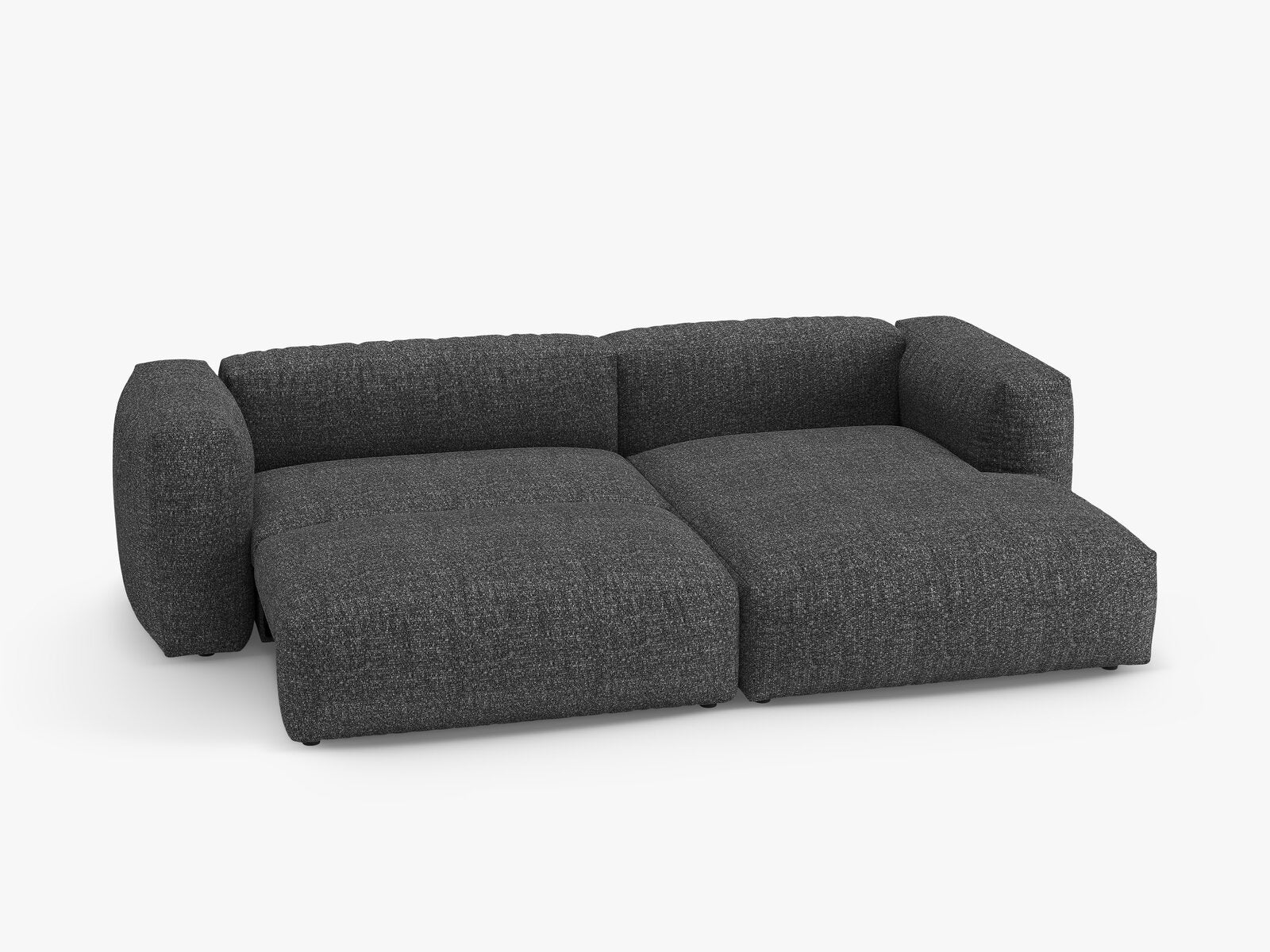 Micadoni Martina Ecksofa 4-Sitzer mit Schlaffunktion Rechts Boucle Monet Anthrazit