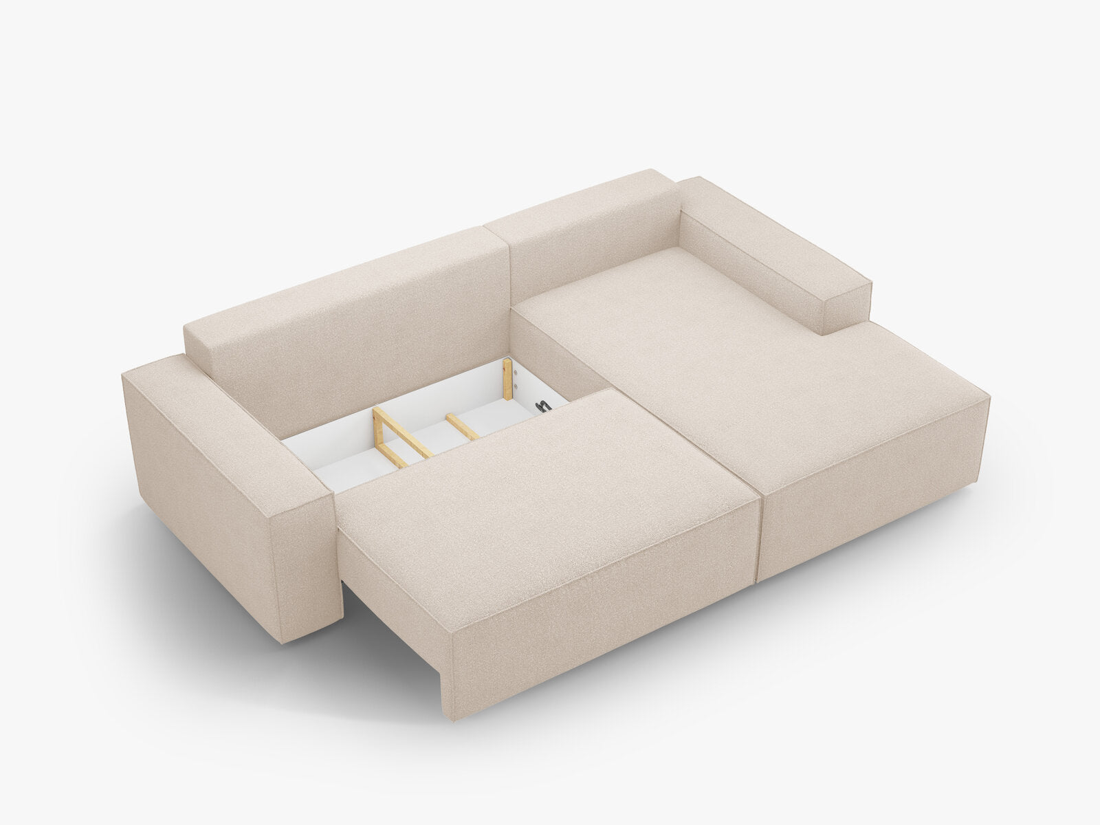 Micadoni Schlaf-Ecksofa Jodie 3-Sitzer Rechts Boucle Beige