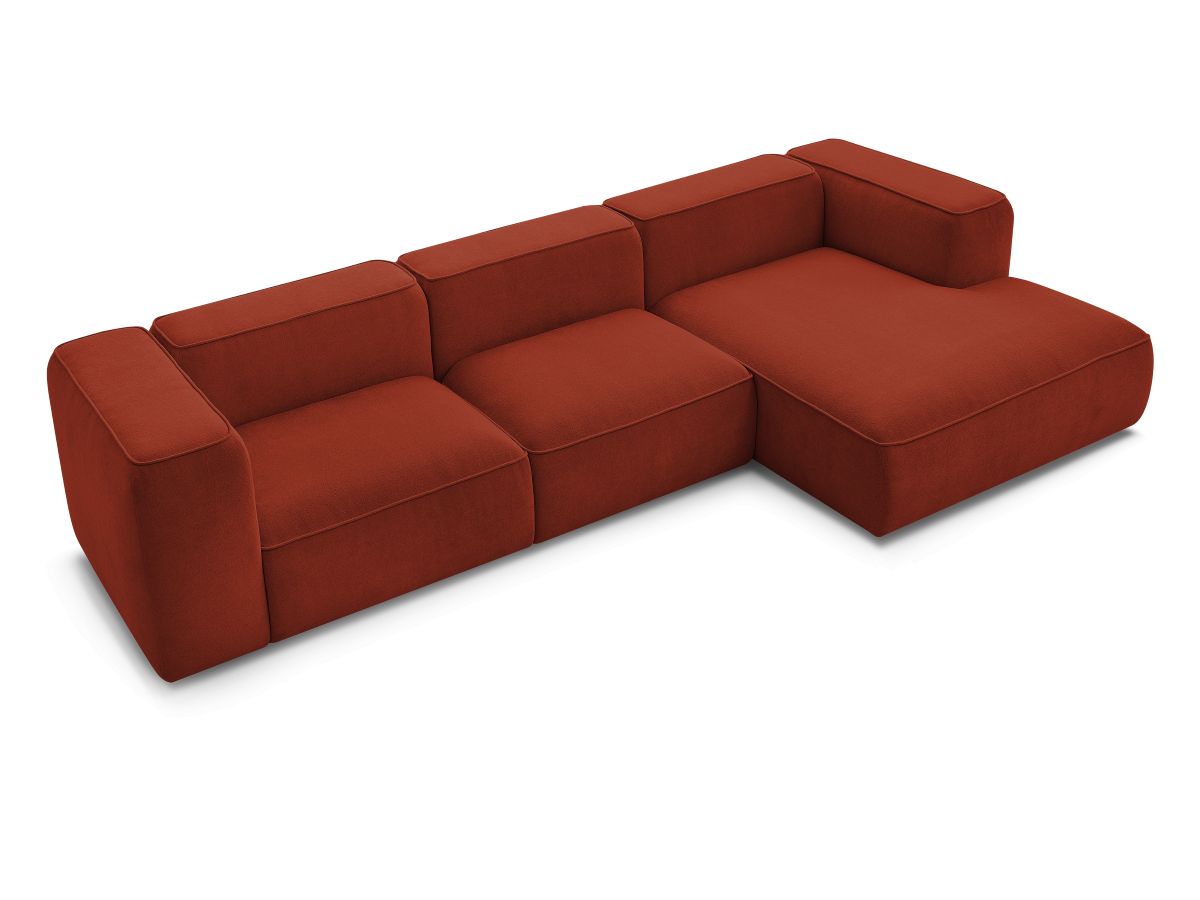 Bobochic Zephyr Ecksofa 349 × 165 cm Strukturstoff Orange Ecke rechts