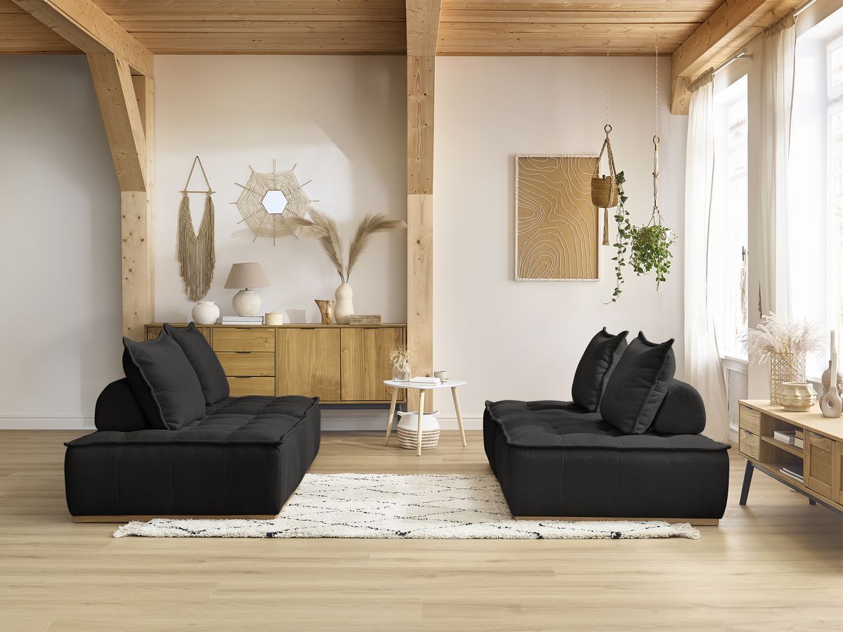 Bobochic Elisa Sofa 4-Sitzer Strukturstoff Schwarz