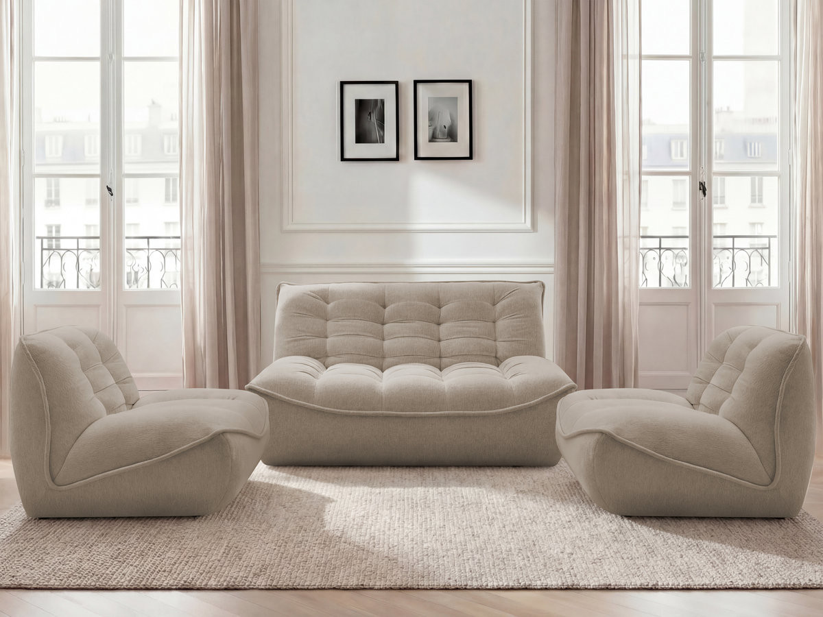 Bobochic Serena Sofa 4-Sitzer Melange-Stoff Taupe