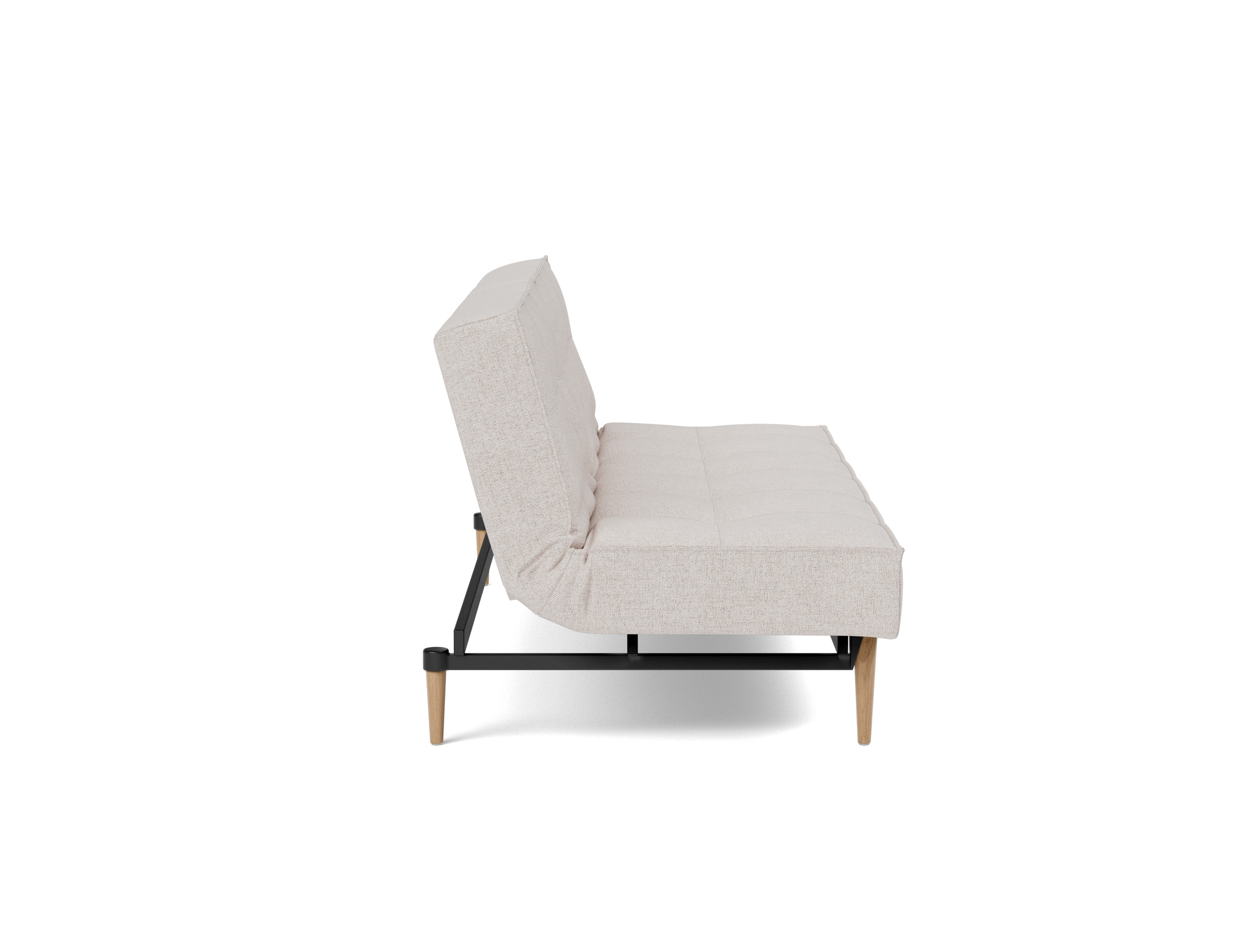Schlafsofa Splitback Strukturierter Stoff Weda 300-Weda-Sand Beine Styletto Eiche hell