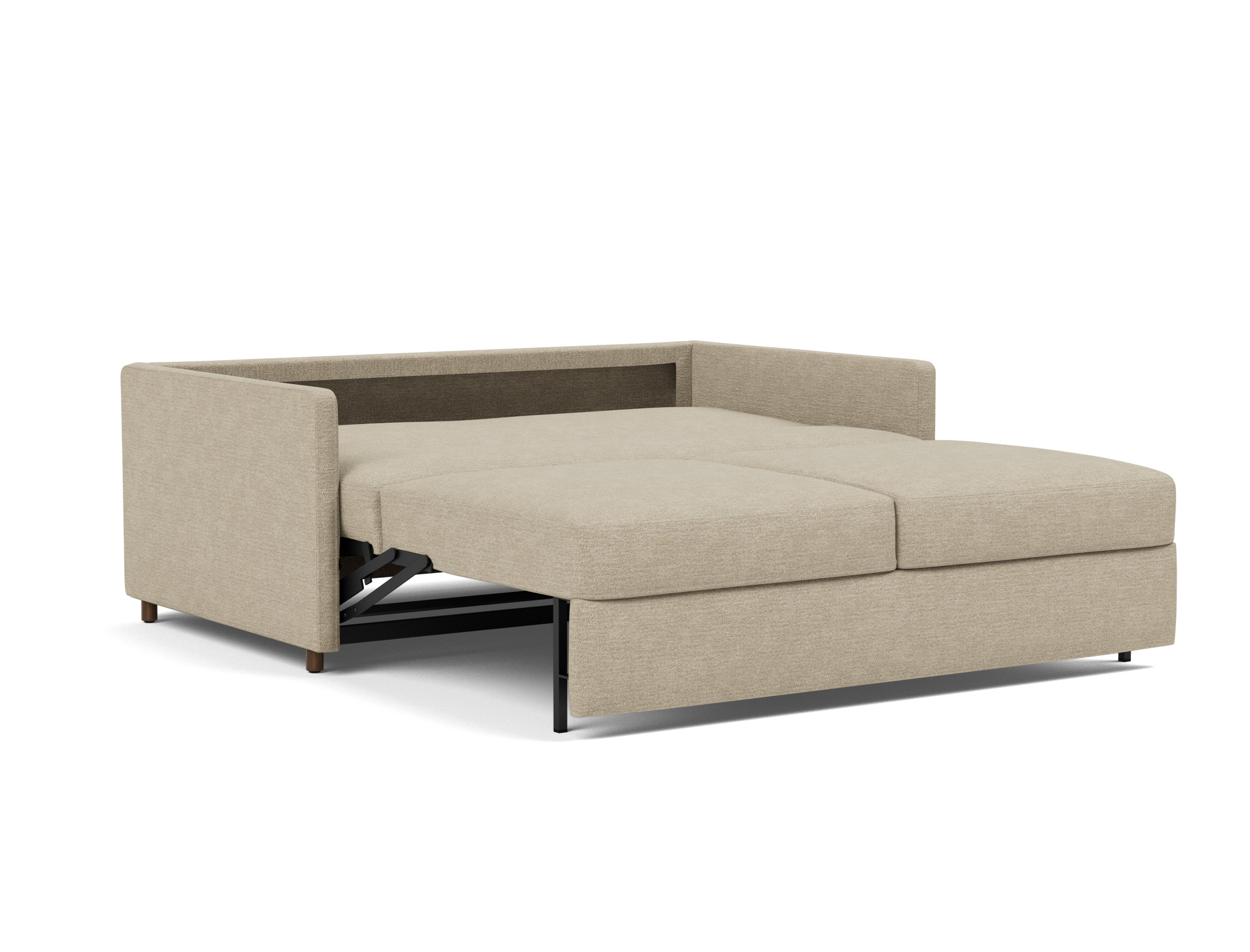 Schlafsofa Neah mit Slim-Armlehnen 160 Strukturierter Stoff Taura 356-Sand