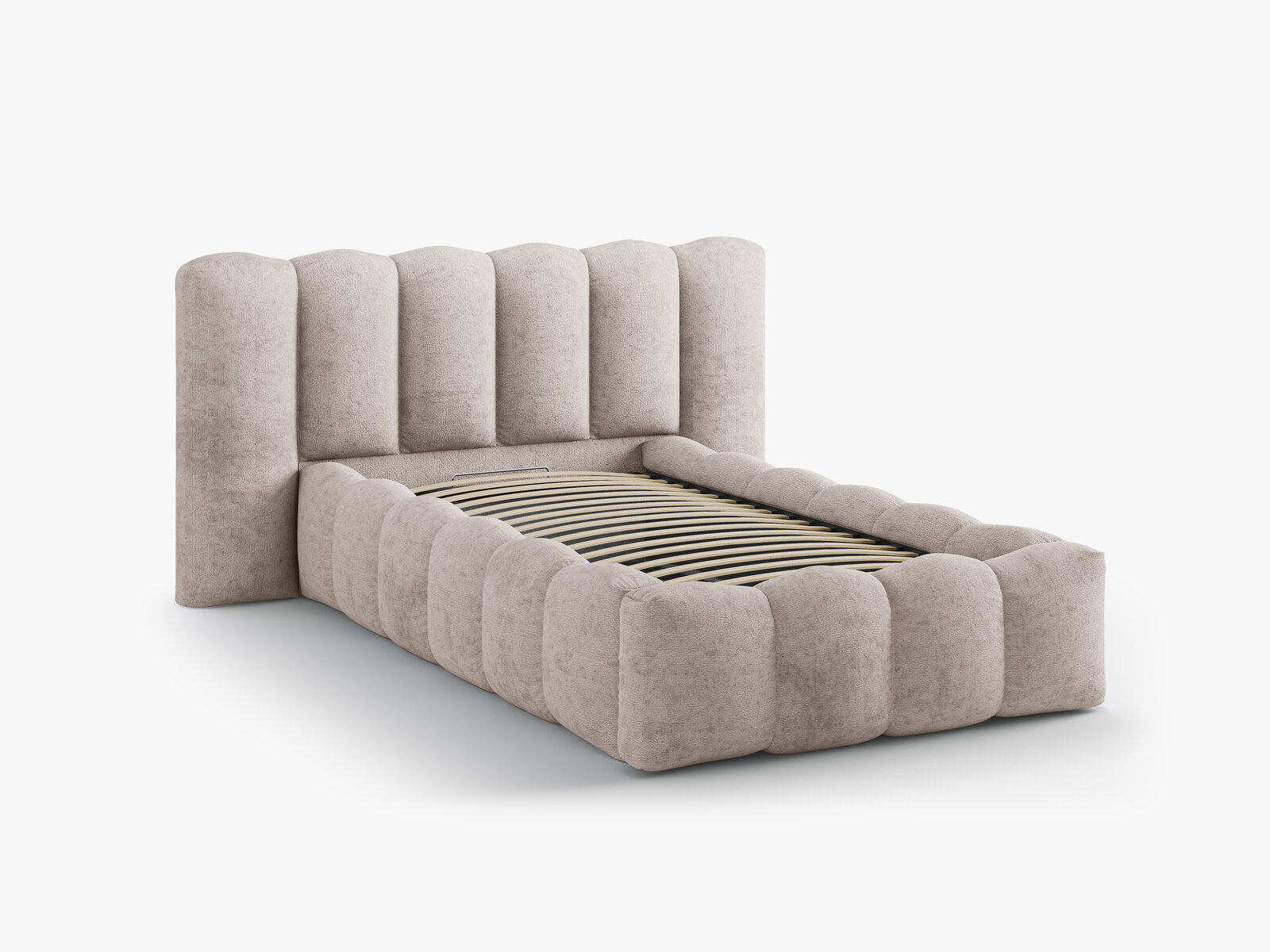 Micadoni Stauraumbett mit Kopfteil Lupine Chenille Perfect Harmony Beige