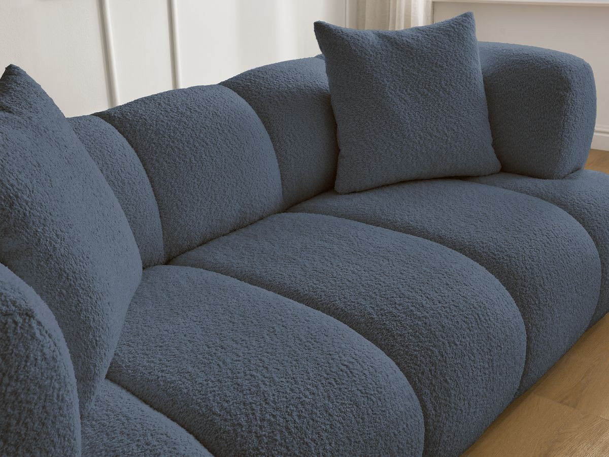 Bobochic Pamira Sofa 2-Sitzer Bouclé-Stoff Dunkelblau