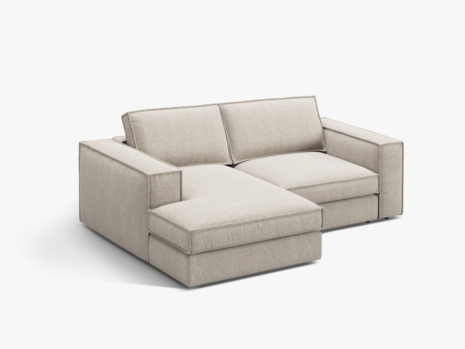 Micadoni modulares Ecksofa Pola 2-Sitzer kleine Version Links Strukturierter Stoff Babel Sand