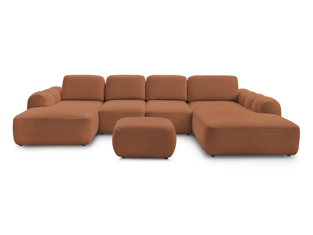 Bobochic Montaigne Wohnlandschaft mit Pouf Bouclé-Stoff Orange Ecke links