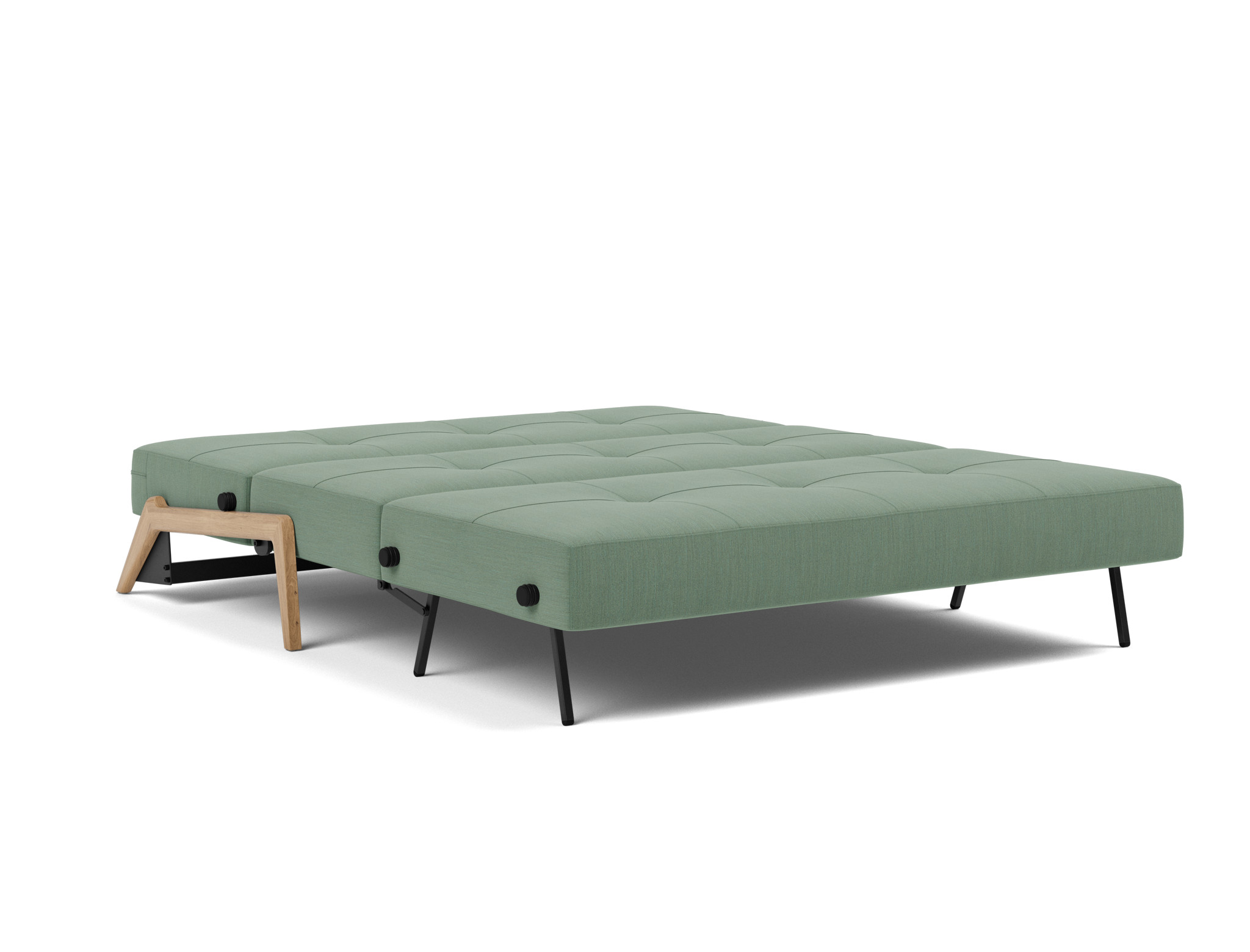 Schlafsofa Cubed 160 Flachgewebe Elegance 518-Green Beine Eiche