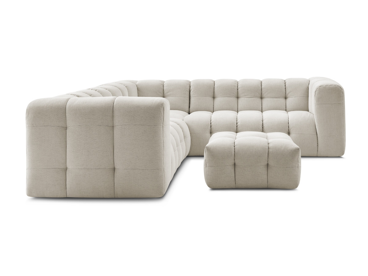 Bobochic Cloud Ecksofa mit Pouf 268 × 110 cm Stoff Beige