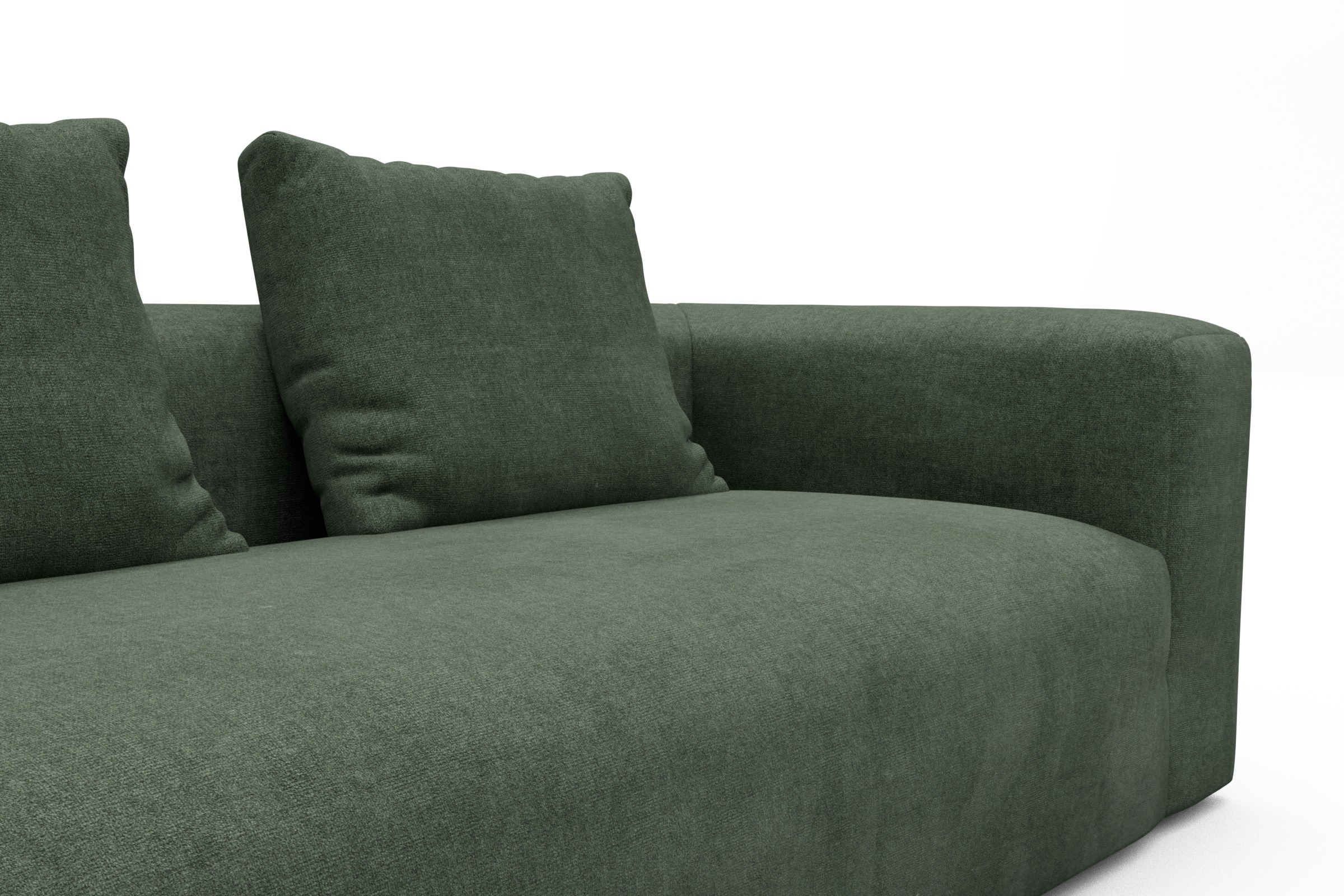 Wohnlandschaft Fred mit 2-Sitzer und Chaiselongue beidseitig Casone-Forest-Green