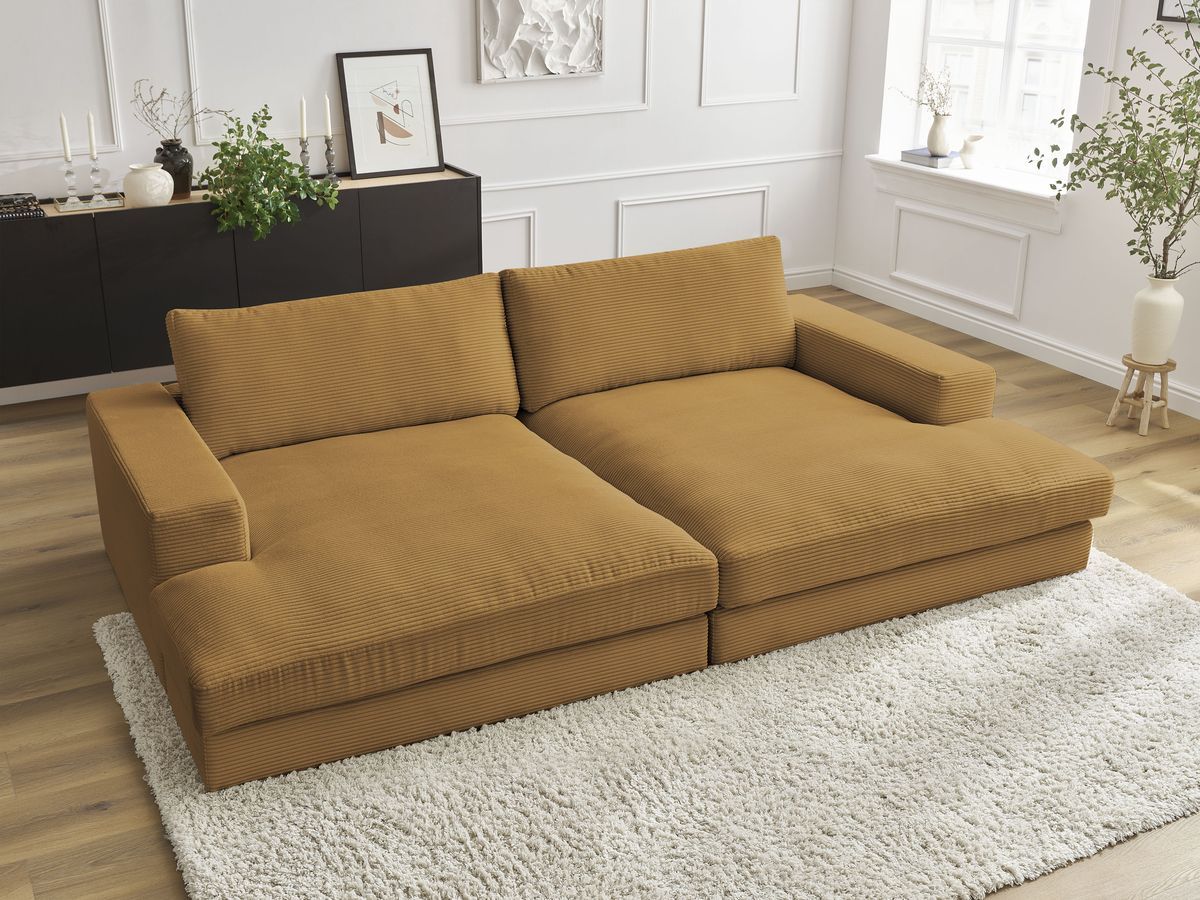 Bobochic Leonard Sofa 4-Sitzer 274 × 159 cm Cordsamt Gelb