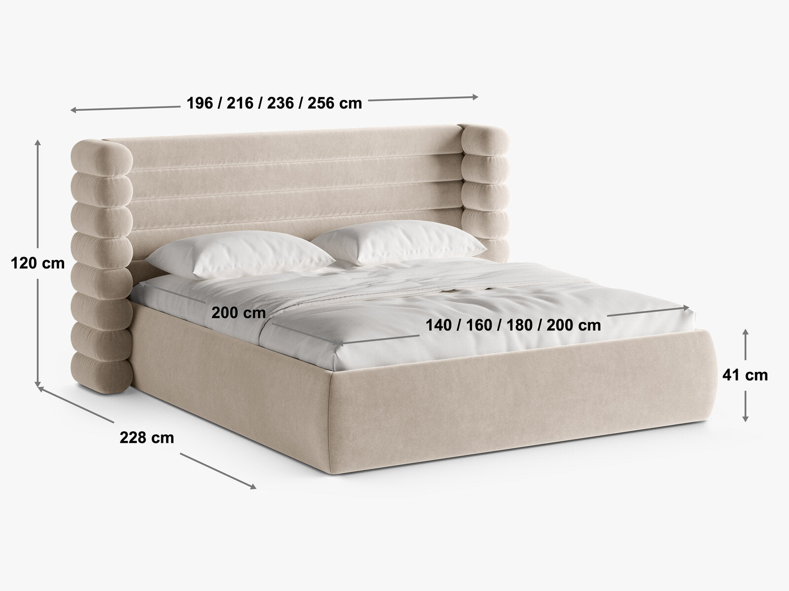 Micadoni Stauraumbett mit Kopfteil Mount Strukturierter Stoff Puente Dunkelgrau Melange 140x200