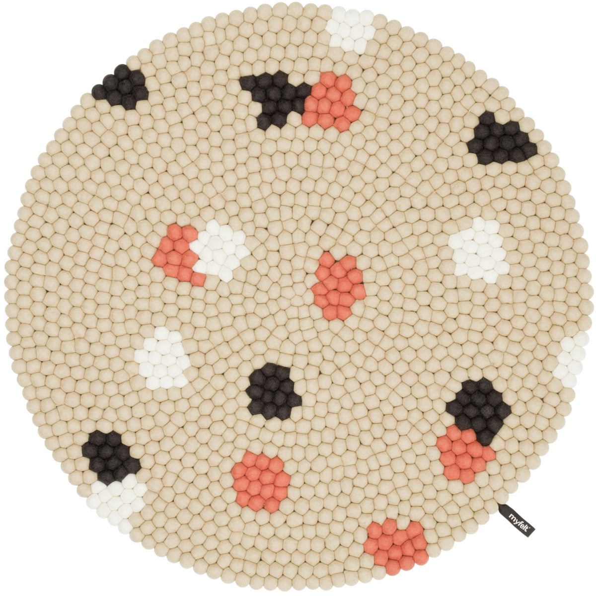myfelt Terra Sand Filzkugelteppich Beige rund Ø 50 cm