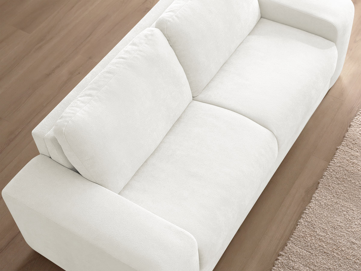 Bobochic Ibiza Schlafsofa 3-Sitzer Strukturstoff Weiß, Liegefläche 140 × 196 cm