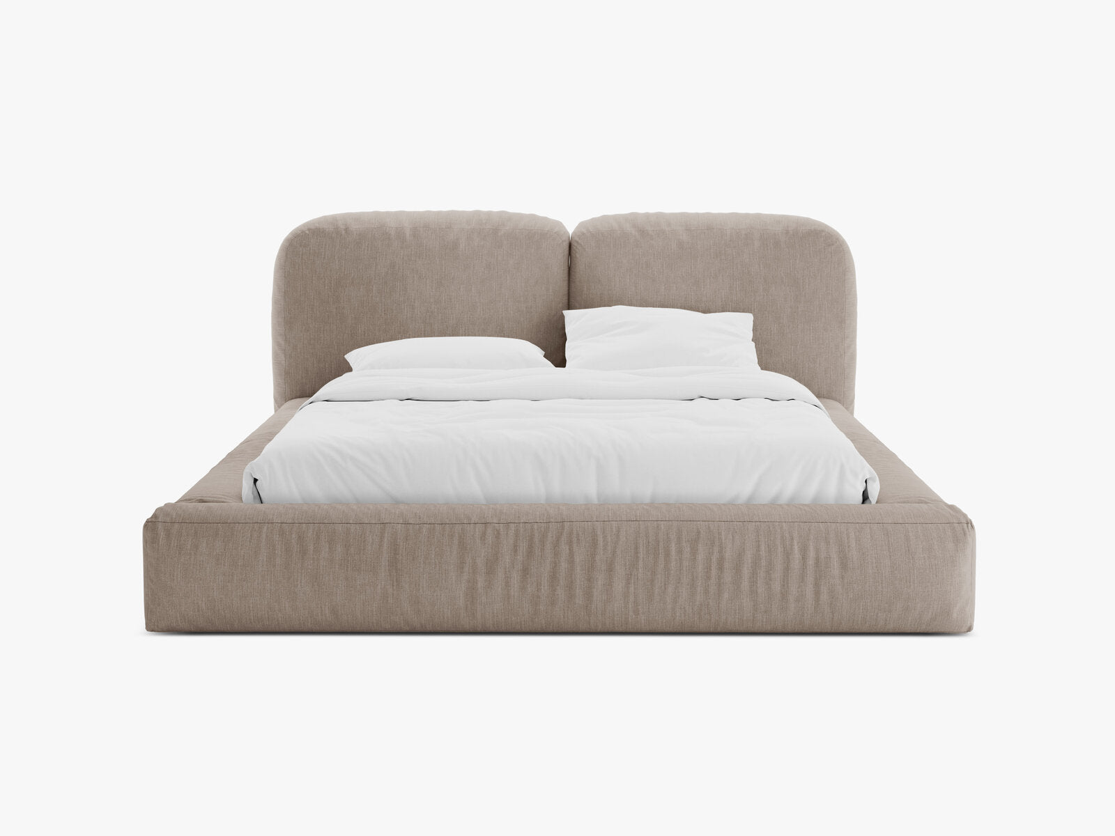 Micadoni Stauraumbett mit Kopfteil Martina Strukturierter Stoff Boston Dunkelbeige 140x200