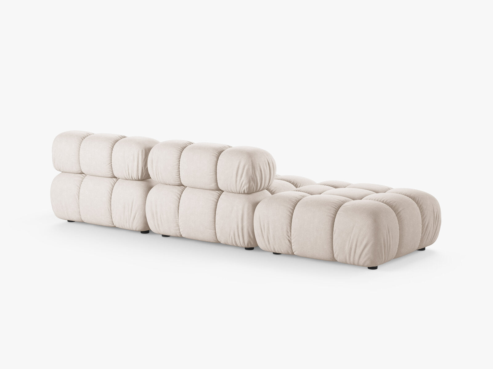 Micadoni Modulares Sofa Bellis 4-Sitzer Links Strukturierter Stoff Liberty Beige