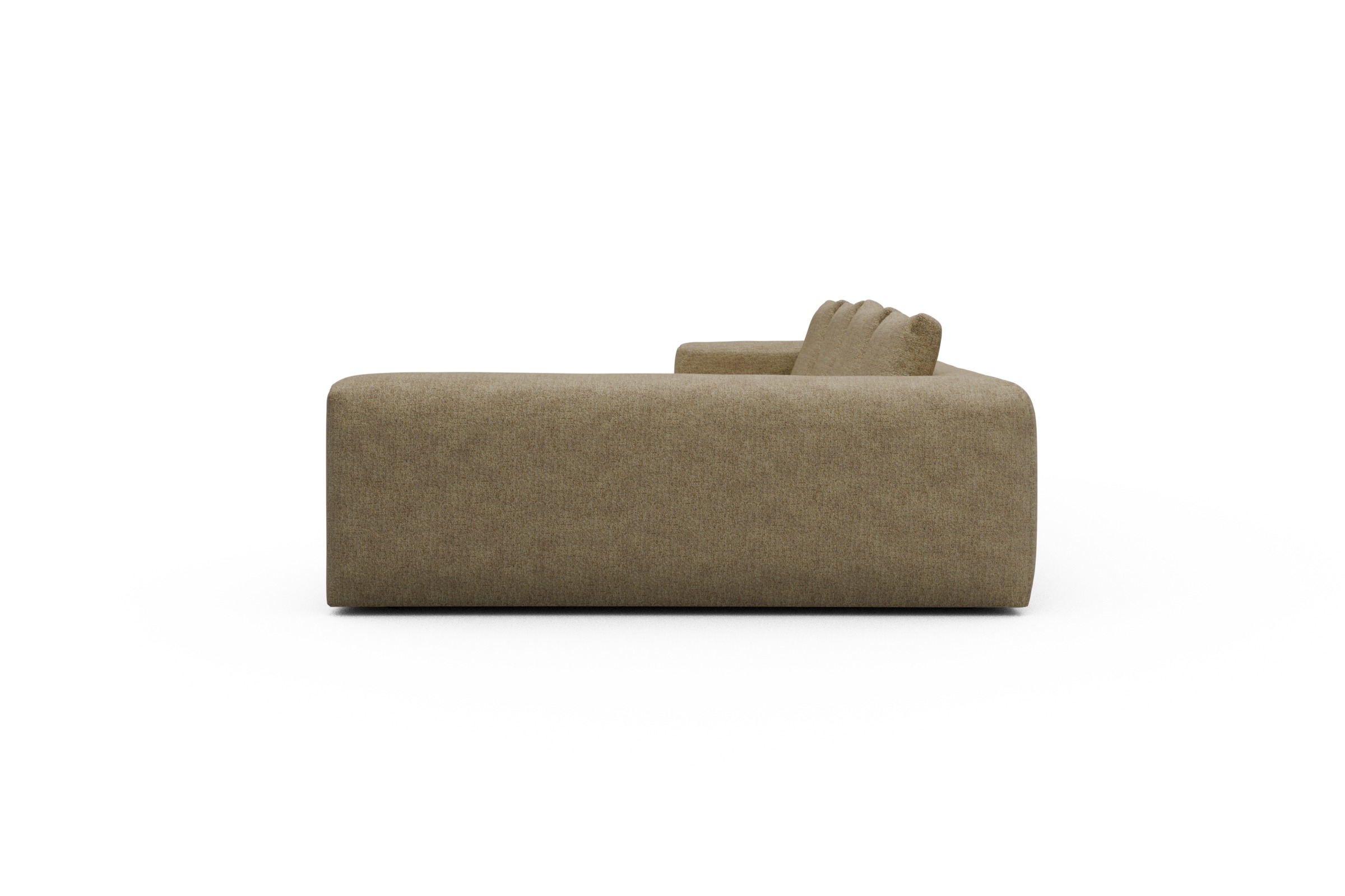 Wohnlandschaft Fred Chaiselongue links mit 2-Sitzer und lange Armlehne rechts Carreno-Silician-Yellow